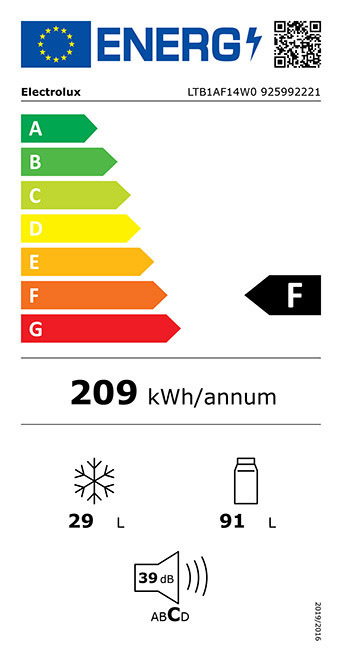 Electrolux LTB1AF14W0 Réfrigérateur avec congélateur cm. 48 h. 118 - lt.  119 - blanc