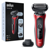 Braun Series 6 61-R1200S Rosso, Rasoio Elettrico Wet&Dry +