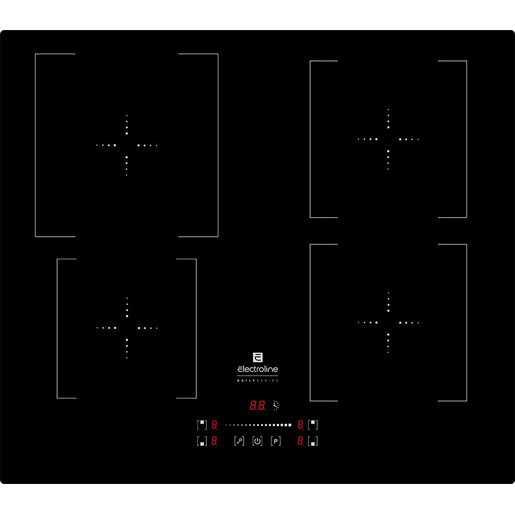 Image of Electroline IHES4S61 piano cottura Nero Da incasso 60 cm Piano cottura a induzione 4 Fornello(i)