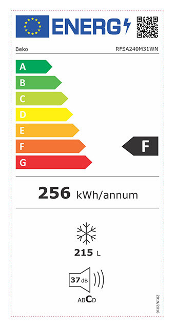 Beko RFSA240M31WN congelatore Congelatore verticale Libera installazione  215 L F Bianco