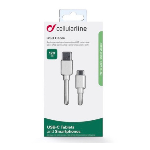 Image of Cellularline 38577 cavo USB USB 2.0 1,2 m USB A USB C Bianco